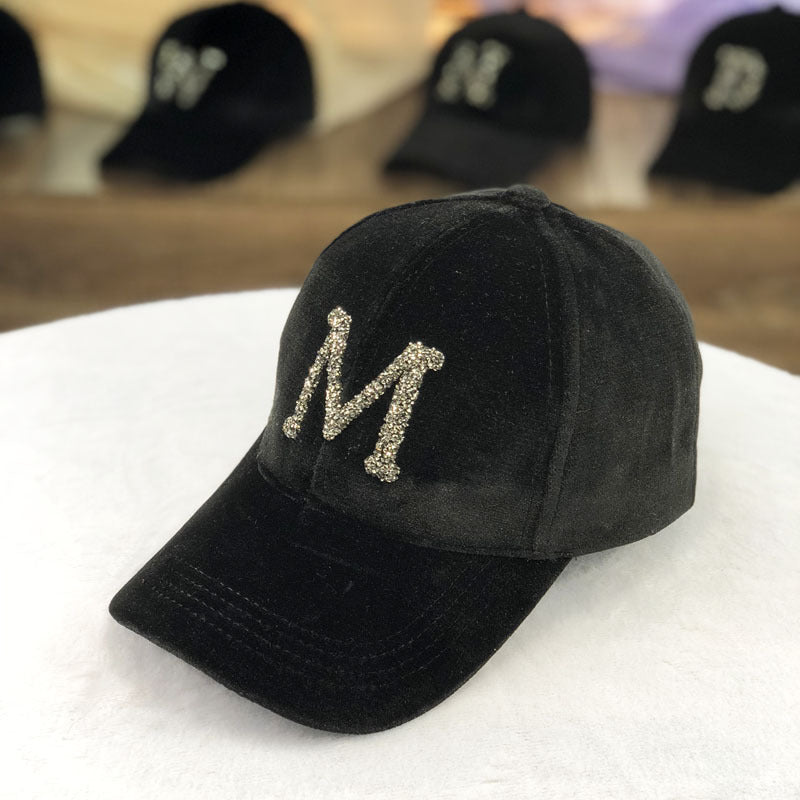 Letter Gold Velvet Baseball Cap