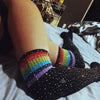 Rhinestone Striped Women's Stockings