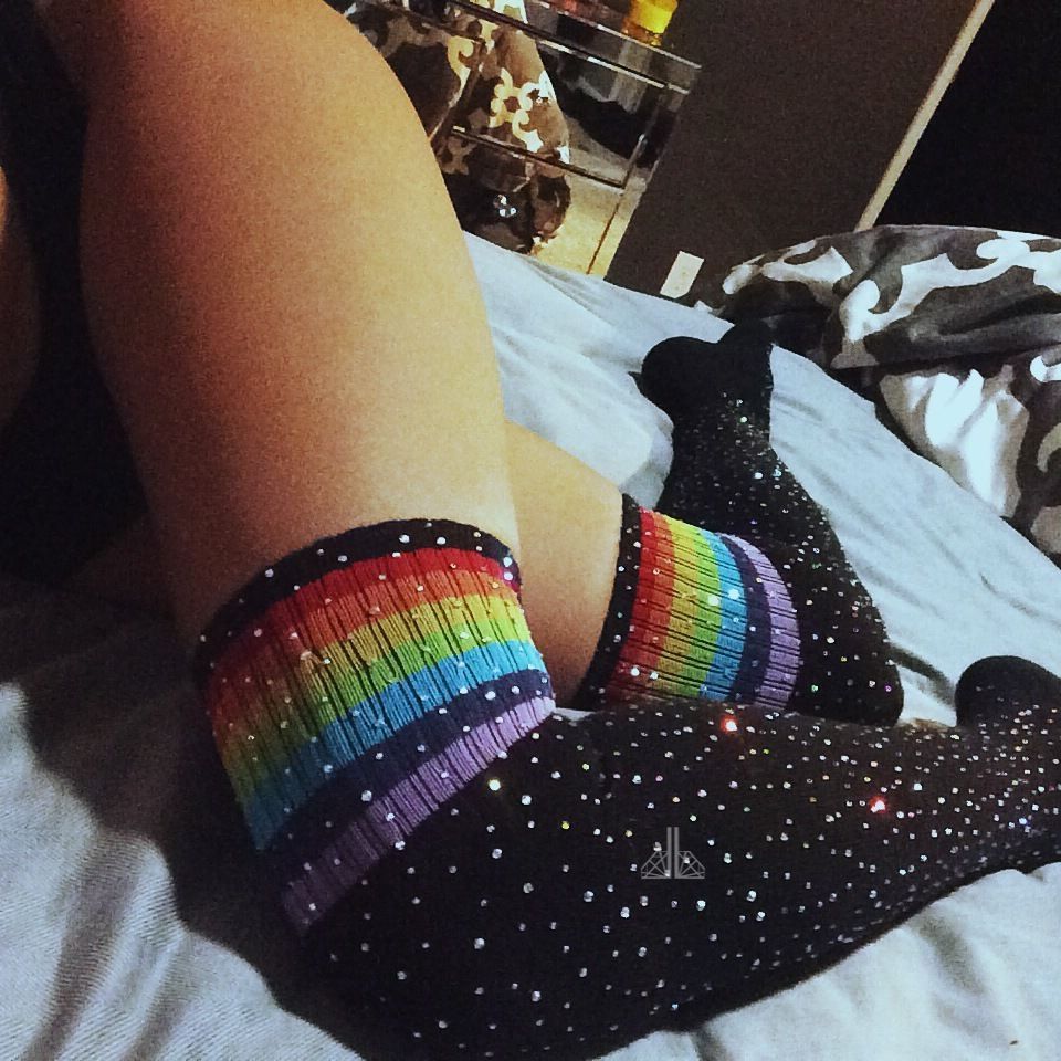 Rhinestone Striped Women's Stockings