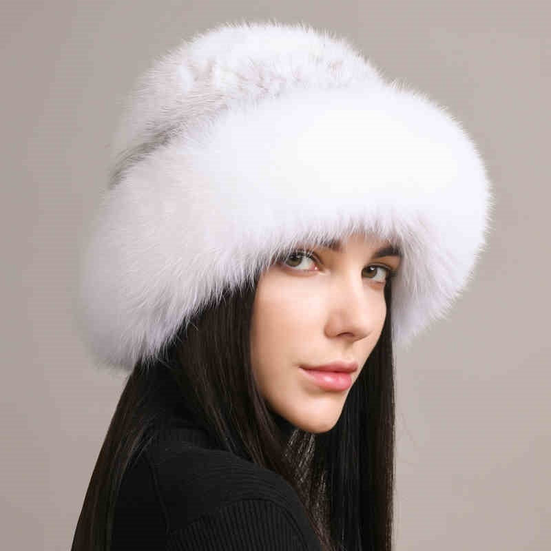 Mink Hair Hat Lady Braided Fur Winter