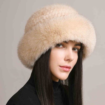 Mink Hair Hat Lady Braided Fur Winter