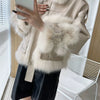 Sense Fox Fur Stitching Leather Coat