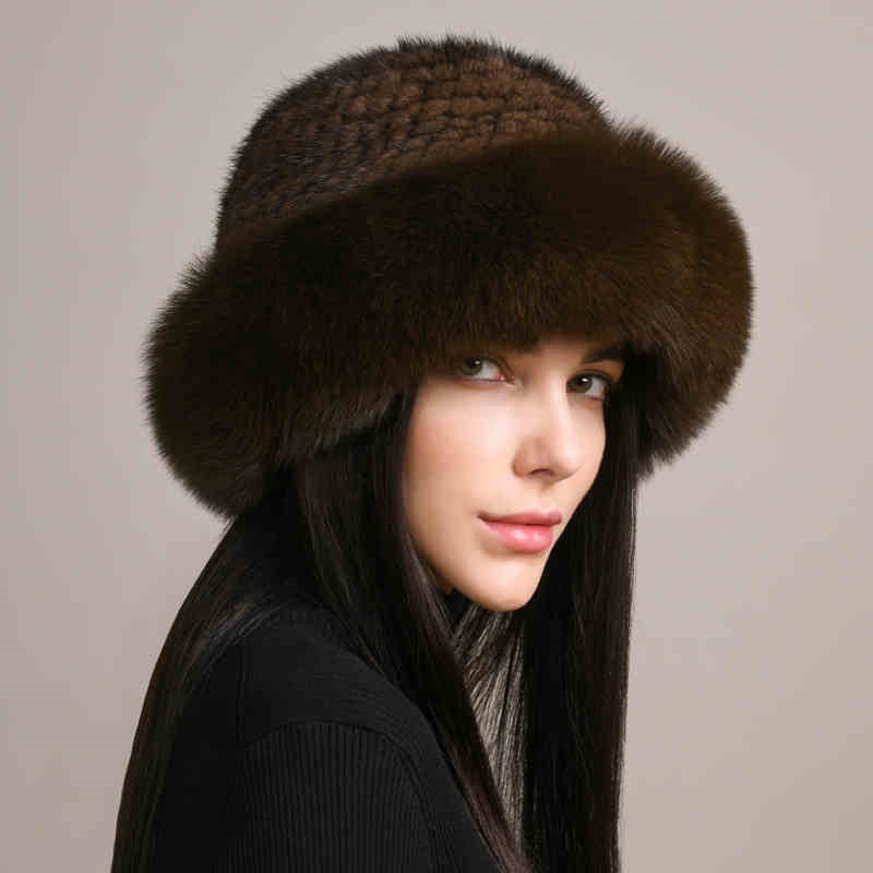 Mink Hair Hat Lady Braided Fur Winter