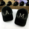 Letter Gold Velvet Baseball Cap