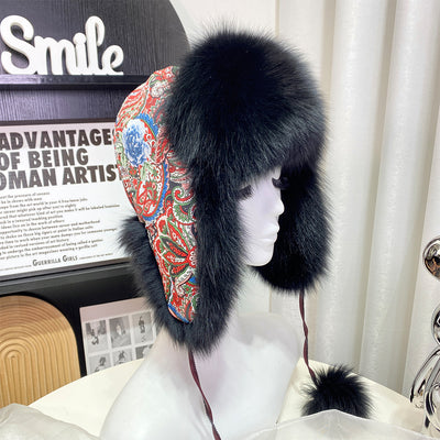 Stylish Fox Fur Earmuffs Hat