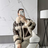 Sense Fox Fur Stitching Leather Coat