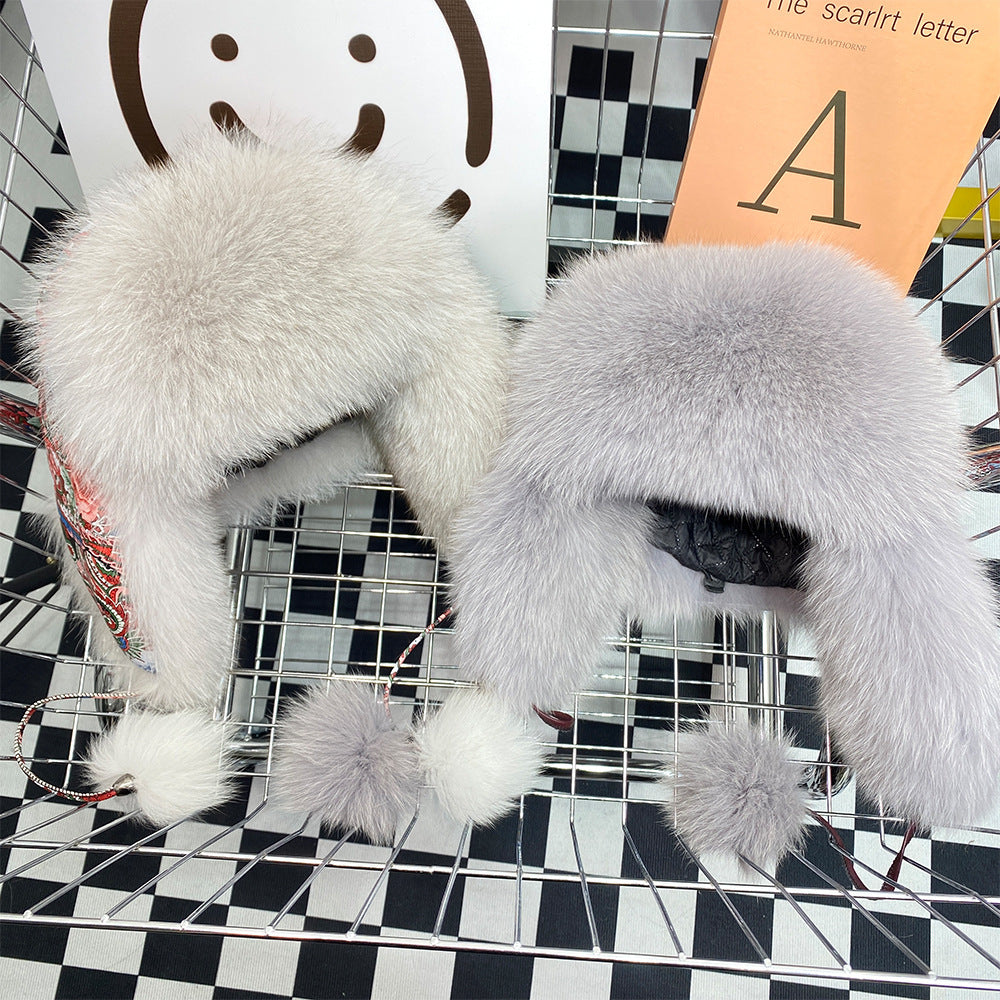 Stylish Fox Fur Earmuffs Hat