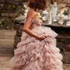 One-line Shoulder Wipe Chest Princess Studded Beaded Cake Skirt Pink Wedding Dress