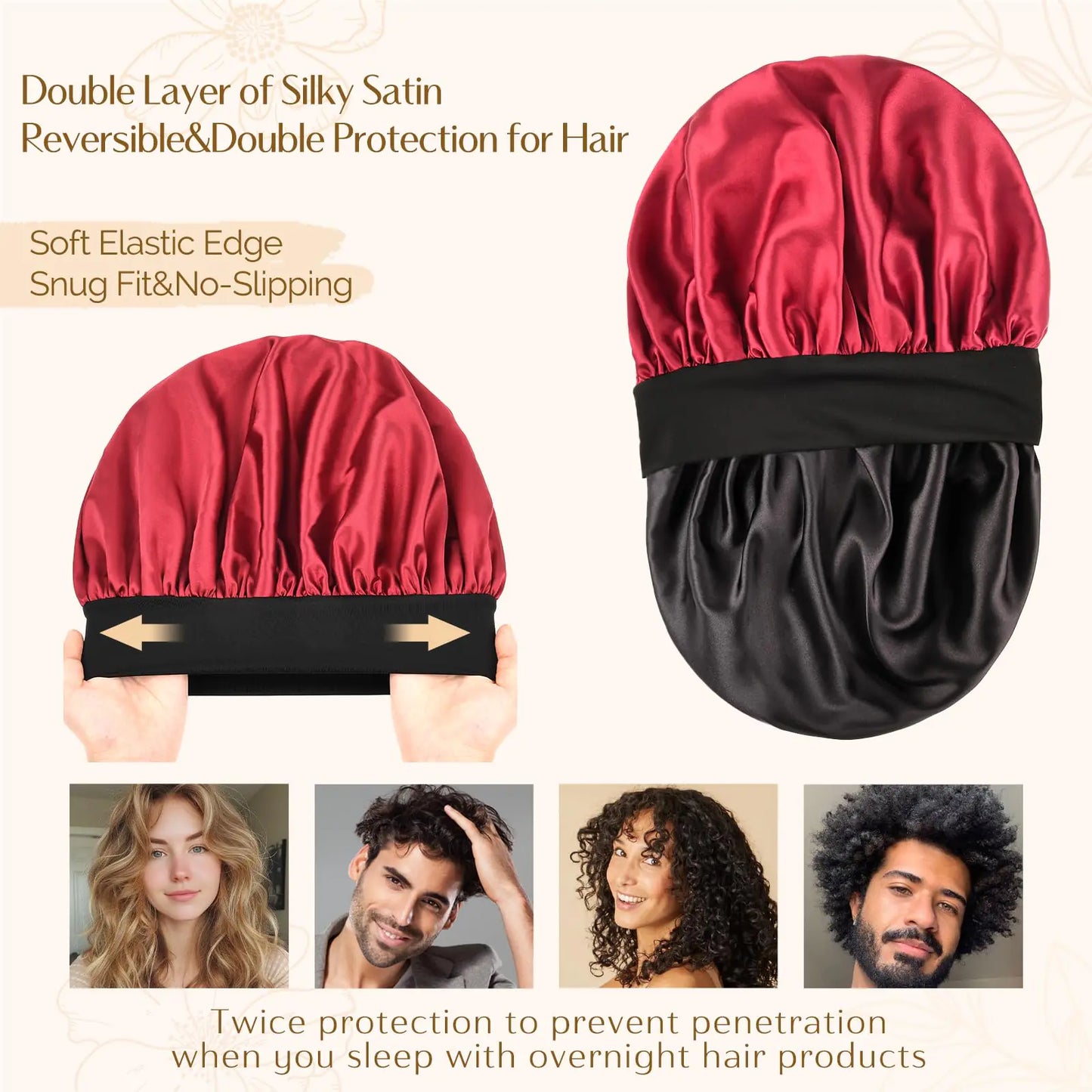 Satin Sleep Bonnet Double Layer