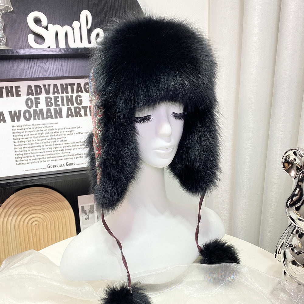 Stylish Fox Fur Earmuffs Hat