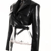 Lace-up Waist-controlled Chest-flattering Long Sleeve PU Leather Short Coat