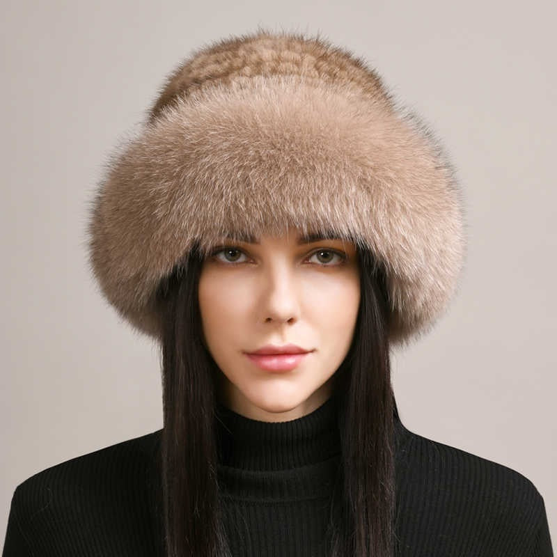 Mink Hair Hat Lady Braided Fur Winter