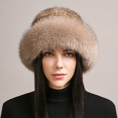 Mink Hair Hat Lady Braided Fur Winter