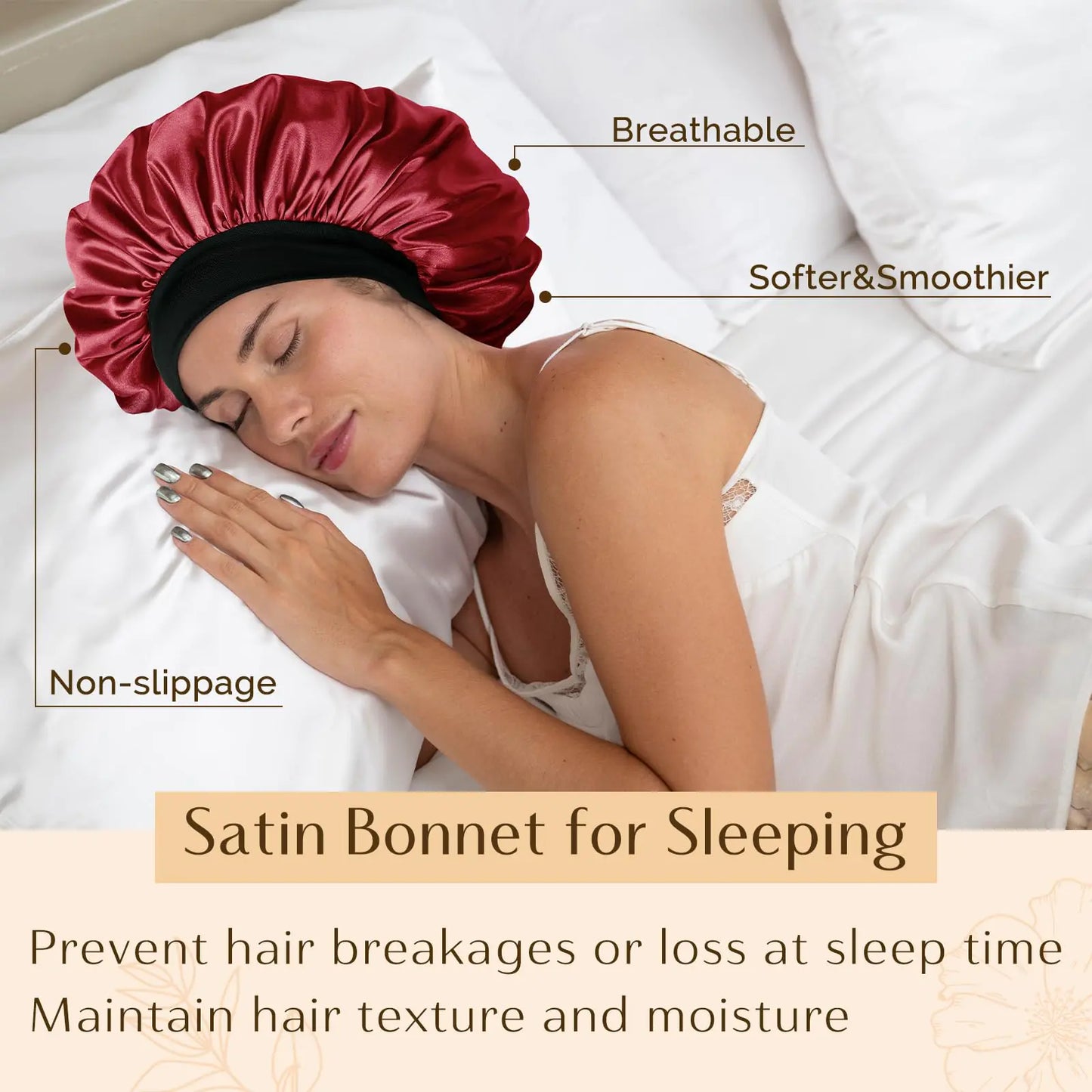 Satin Sleep Bonnet Double Layer