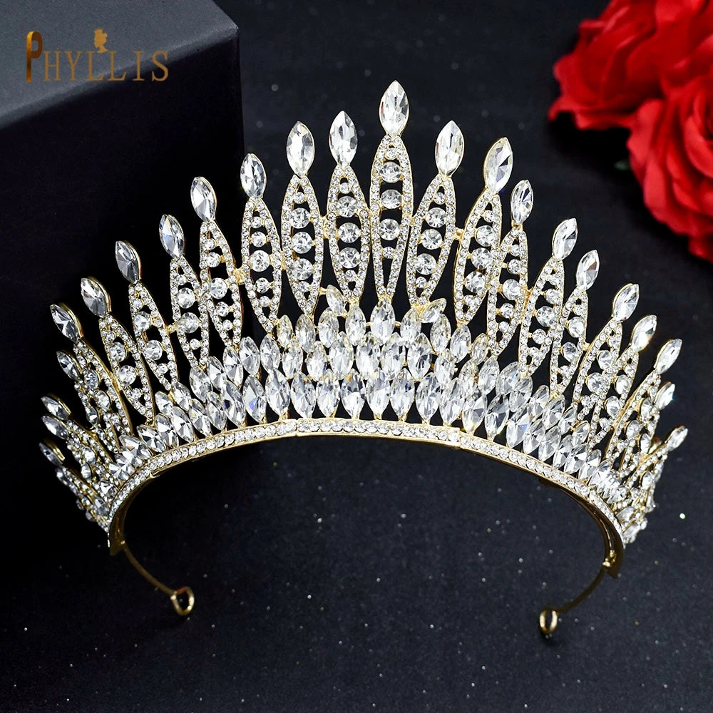 A195 Baroque Wedding Headband Crystal Bridal Crowns and Tiaras Hair Jewelry Accessories Women Rhinestone Headwears Queen Diadems