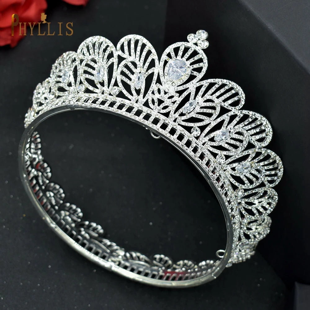A121 Rhinestone Wedding Crowns Crystal Bridal Hair Accessories Zirconia Women Tiara Baroque Headband Bride Queen Diadem Headwear