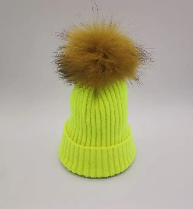 Big Real Fur Knitted Beanie