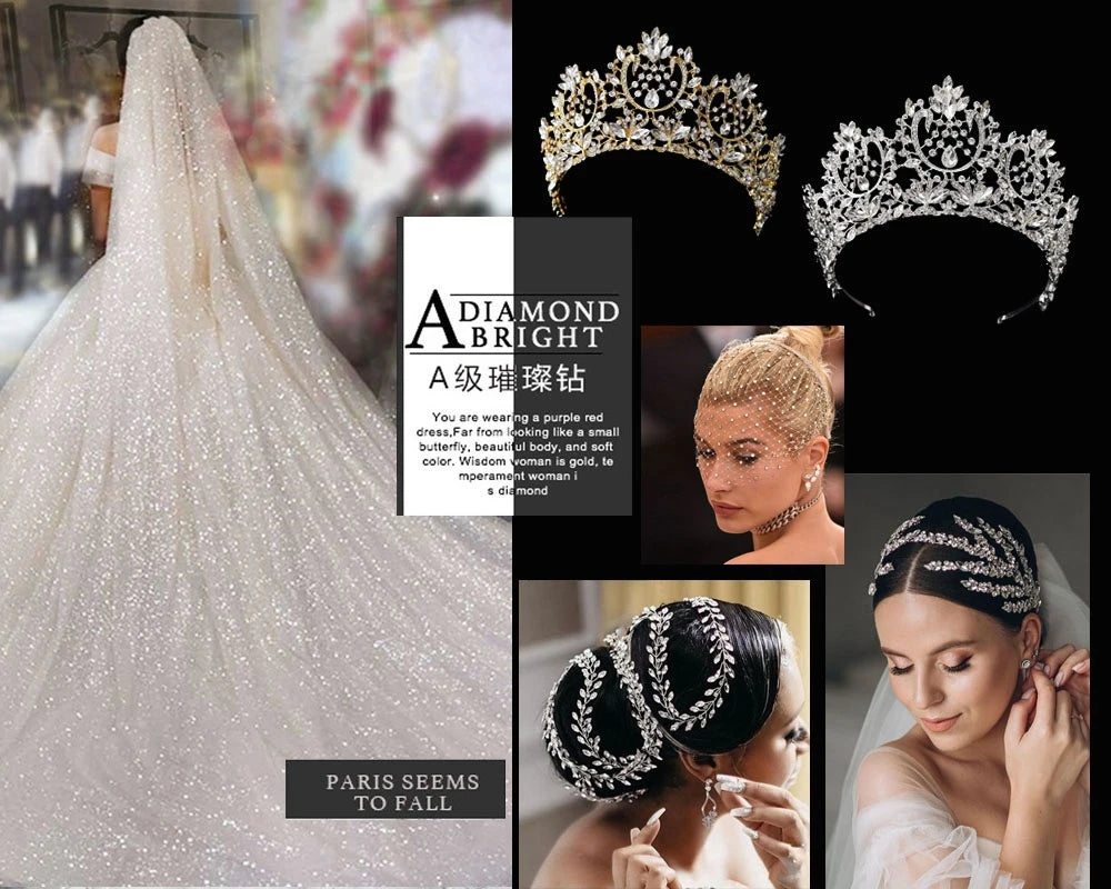 DZ099 Vintage Bridal Hair Accessories Shiny Rhinestones Handmade Women Tiara Leaves Wedding Hair Comb Flower Bridal Hairpins