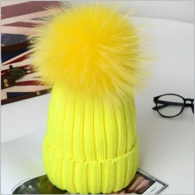 Big Real Fur Knitted Beanie