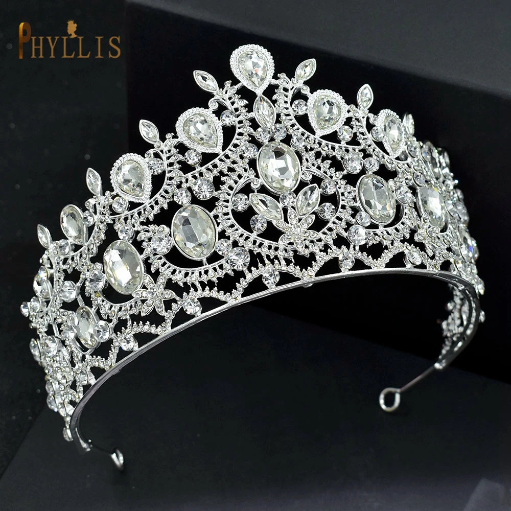 A121 Rhinestone Wedding Crowns Crystal Bridal Hair Accessories Zirconia Women Tiara Baroque Headband Bride Queen Diadem Headwear