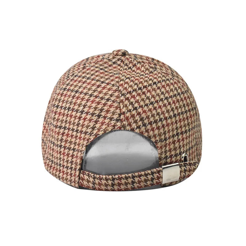 Vintage Brown Plaid Baseball Cap