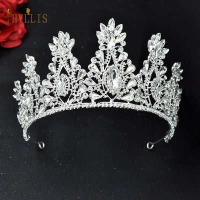 A121 Rhinestone Wedding Crowns Crystal Bridal Hair Accessories Zirconia Women Tiara Baroque Headband Bride Queen Diadem Headwear