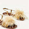 Feather Decor Women Sandals Fur Flat Shoes Ladies Summer Beach Sandal Valentine Shoe Square Toe Casual Flats 2024 New Slides