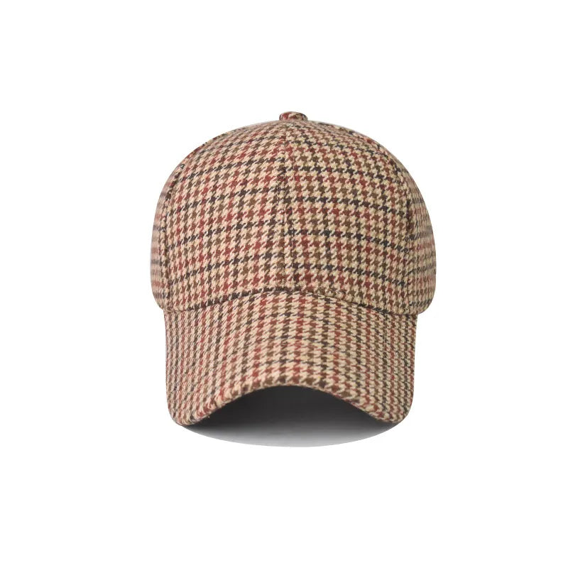 Vintage Brown Plaid Baseball Cap