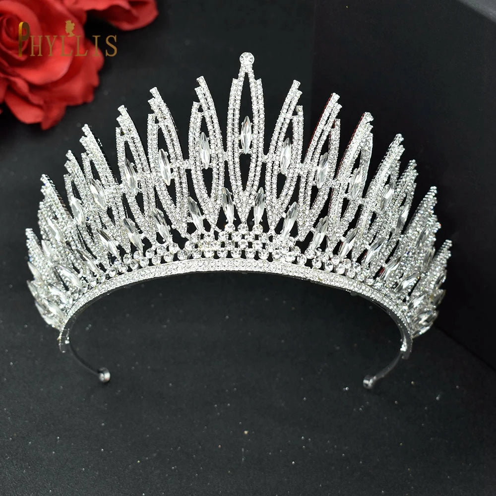 A121 Rhinestone Wedding Crowns Crystal Bridal Hair Accessories Zirconia Women Tiara Baroque Headband Bride Queen Diadem Headwear