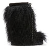 Winter Warming Girls Black Full Wool Fur Thick Heel Short Boots Woman Round Toe 100 mm Hidden Wedge Heel Slip On Snow Boots Lady