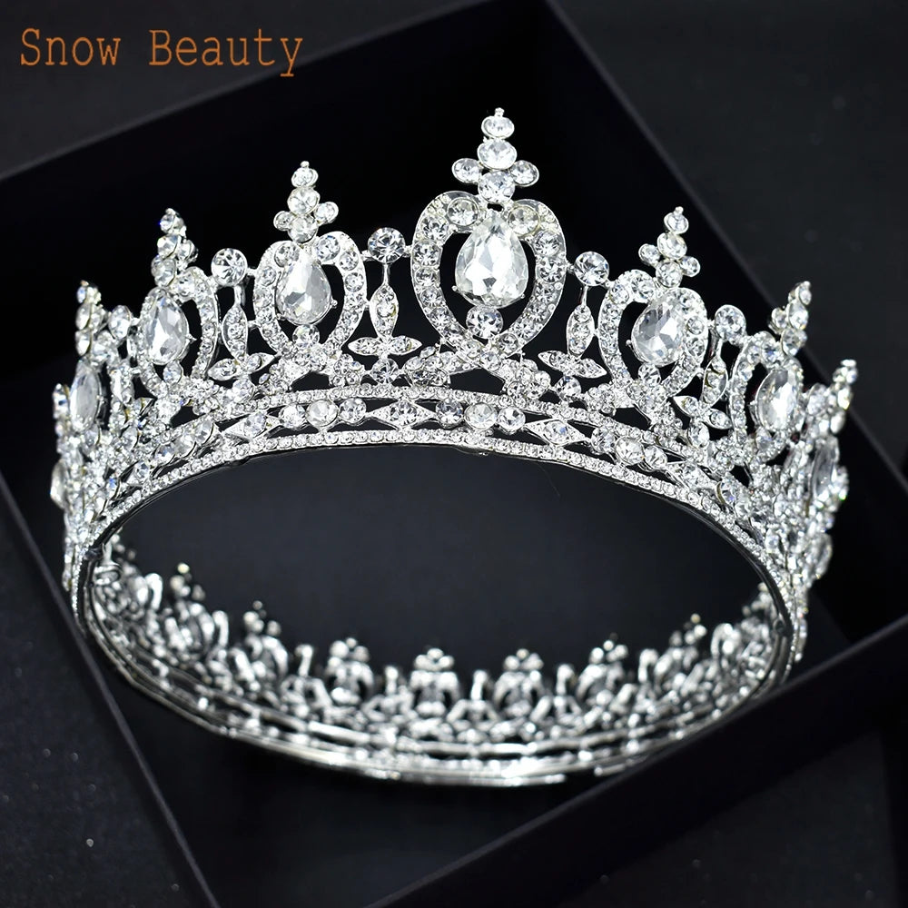 A121 Rhinestone Wedding Crowns Crystal Bridal Hair Accessories Zirconia Women Tiara Baroque Headband Bride Queen Diadem Headwear