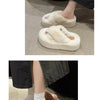 Woman Furry Ladies Faux Fur Luxury Fluffy Plush Slipper House Fuzzy Girl Platform Indoor Flat Casual sandals Round Toe Winter