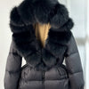 Real Fox Fur Puffer Hooded Coat. Thick Warm Waterptoof