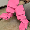 High Heel Long Boots for Women Botte Winter Boots Shoes Botas Mujer Thin Heeled Pointed Denim Metal Button Shoe Zapatos De Mujer