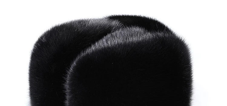 Winter Thickened Genuine Mink Fur Bomber Hat For Man Black/Brown Tag Elderly Ear Warm Chapeau Motorcycle Russian Style Mink Caps
