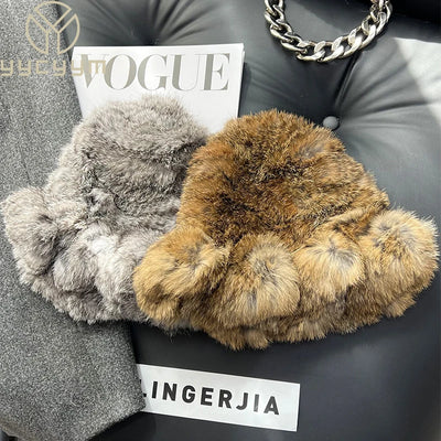 New Real Soft Natural Rabbit Fur Hats