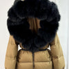 Real Fox Fur Puffer Hooded Coat. Thick Warm Waterptoof
