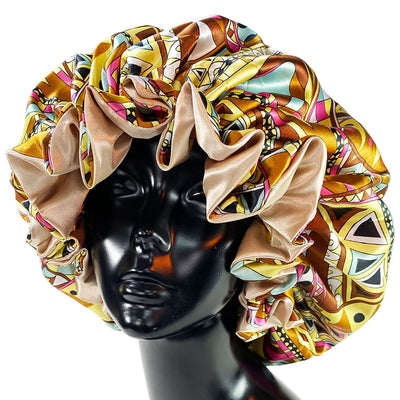 Women Satin Bonnet Cap Double Layer Silk