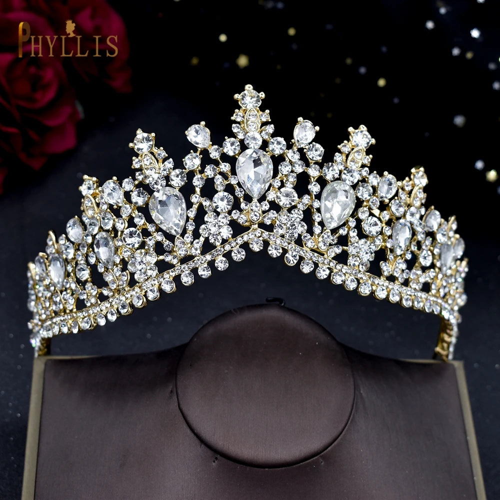 A195 Baroque Wedding Headband Crystal Bridal Crowns and Tiaras Hair Jewelry Accessories Women Rhinestone Headwears Queen Diadems