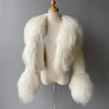 Jxwatcher Wool Coat for Women Real Mongolian Fur Collar Cuffs Winter Fashion Solid Color Tweed Cropped Jacket Fall New Arrival