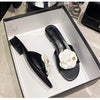 High End Luxury Flower Slippers Women Camellia Shoes Open Toe Slides Femme Outside&Home Pantuflas Sandals Ladies Flip Flops