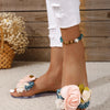 Women's Flower Flat Slippers New Summer Female Beach Shoes Fashion Open Toe Casual Slides Shoes for Women Outdoor Ladies Sandals