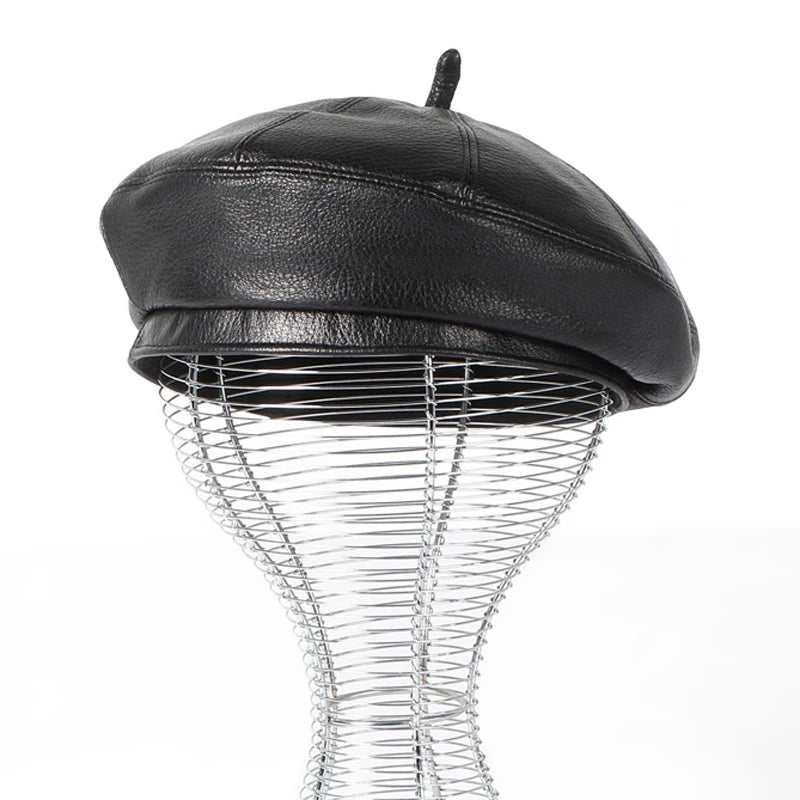 100% Real Leather Beret Hat
