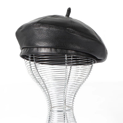 100% Real Leather Beret Hat