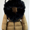 Real Fox Fur Puffer Hooded Coat. Thick Warm Waterptoof