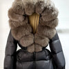 Real Fox Fur Puffer Hooded Coat. Thick Warm Waterptoof