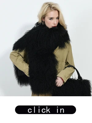 Jxwatcher Wool Coat for Women Real Mongolian Fur Collar Cuffs Winter Fashion Solid Color Tweed Cropped Jacket Fall New Arrival