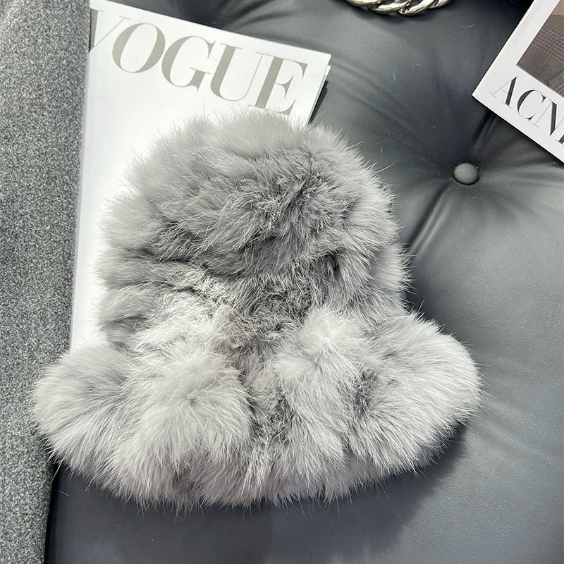 New Real Soft Natural Rabbit Fur Hats