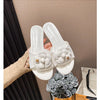 High End Luxury Flower Slippers Women Camellia Shoes Open Toe Slides Femme Outside&Home Pantuflas Sandals Ladies Flip Flops