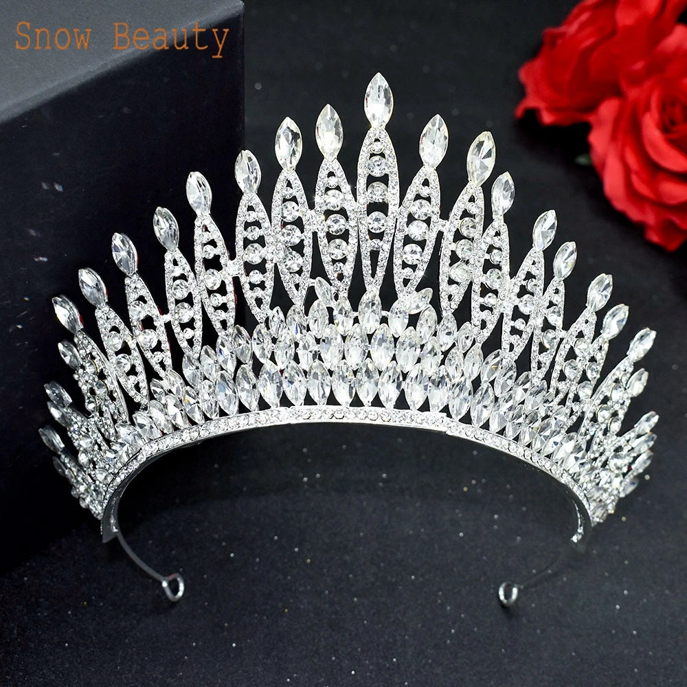 A121 Rhinestone Wedding Crowns Crystal Bridal Hair Accessories Zirconia Women Tiara Baroque Headband Bride Queen Diadem Headwear